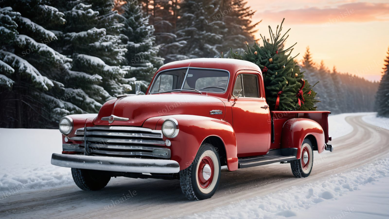 Vintage 1950s Christmas desktop wallpaper preview